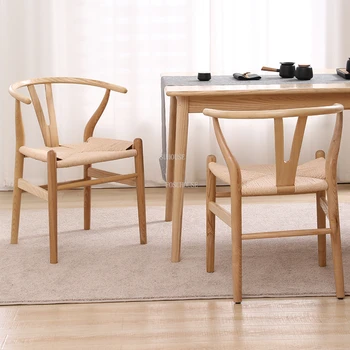 Обеденные стулья из массива дерева в скандинавском стиле, Современная минималистичная мебель для столовой, кресло для дома, кафе, кабинет, офисное кресло из ротанга