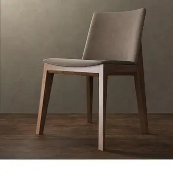 Обеденный стул из массива дерева Nordic Домашний Современный Простой Кожаный Обеденный стул для Маникюрного салона Стул Со Спинкой Стул Тканевый Обеденный стул