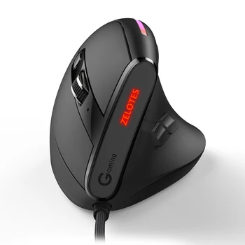 ZELOTES T-50 12800 точек на дюйм 9 кнопок Вертикальная мышь Программируемая RGB Оптическая эргономичная игровая мышь USB Проводные мыши для ПК