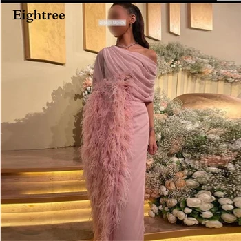 Вечернее платье Eightree из розового шифона с перьями, Элегантное длинное вечернее платье Abendkleider Dubai 2023, платья для официальных мероприятий
