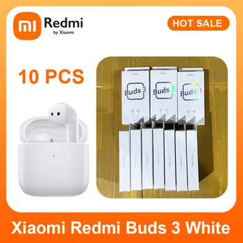 Оптовая продажа 10 шт Новых Xiaomi Redmi Buds 3 White TWS True Wireless Earbuds Bluetooth Наушники с Зарядным Кабелем Музыкальные Наушники