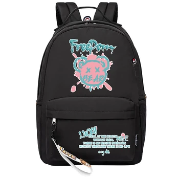 Школьные сумки с мультяшным медведем-демоном, кавайные кролики, сумка для девочек, женский Розовый рюкзак для ноутбука, маленькая дорожная сумка, милый рюкзак