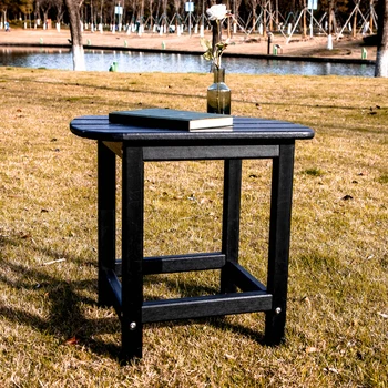 Уличный приставной столик, Торцевой столик, Простой в сборке, Современный деревянный ночной столик для гостиной, Прикроватная тумбочка, Диван (Прямоугольник - черный)