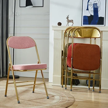 Складные обеденные стулья в скандинавском стиле, Передвижная кожаная кухня, креативный эргономичный дизайн стула со спинкой, мебель для спальни Silla De Comedor