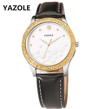 Водонепроницаемые женские наручные часы YAZOLE из роскошной кожи, кварцевые круглые часы с пряжкой, женские модные и повседневные светящиеся часы